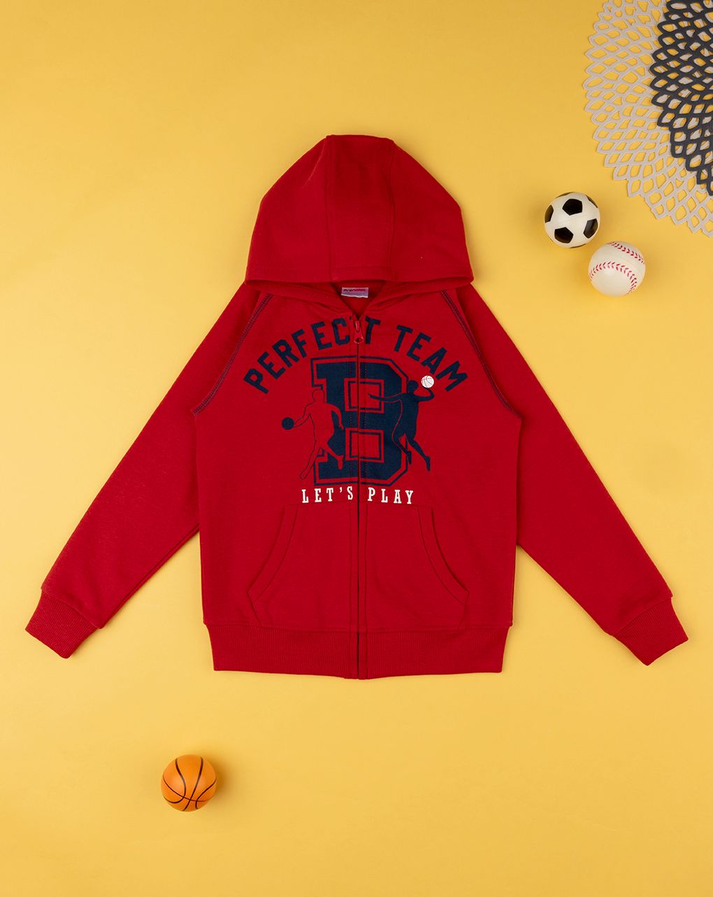 παιδική ζακέτα φούτερ κόκκινη let's play για αγόρι - Prénatal