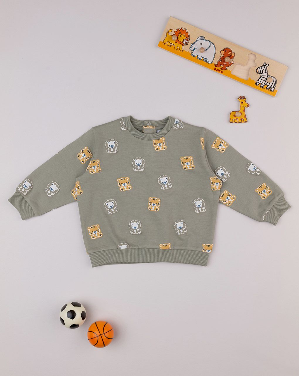 βρεφική μπλούζα φούτερ χακί jungle για αγόρι