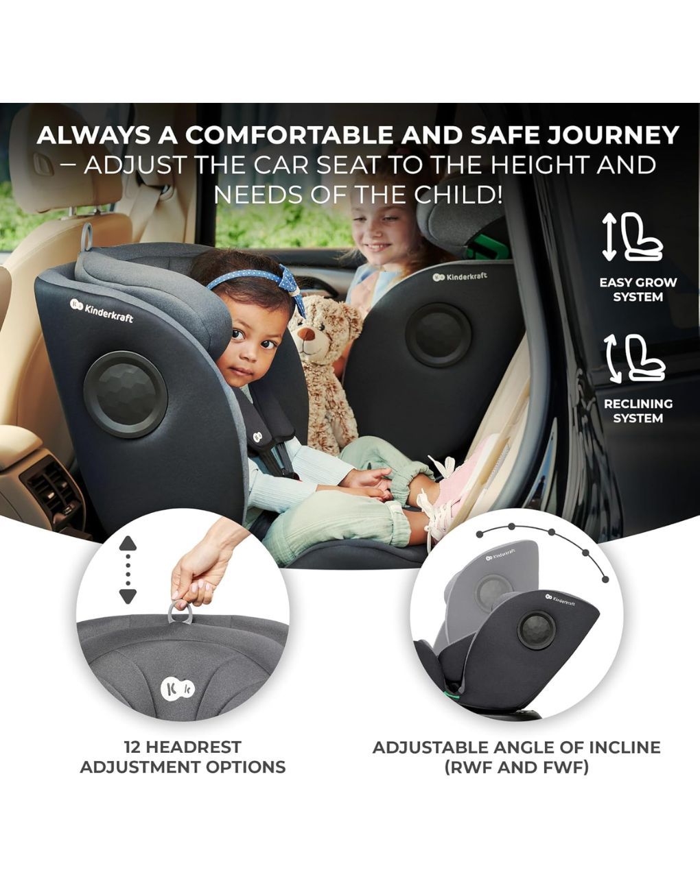 Kinderkraft κάθισμα αυτοκινήτου i-360 (40-150cm) black kci36000blk0000 - Kinderkraft