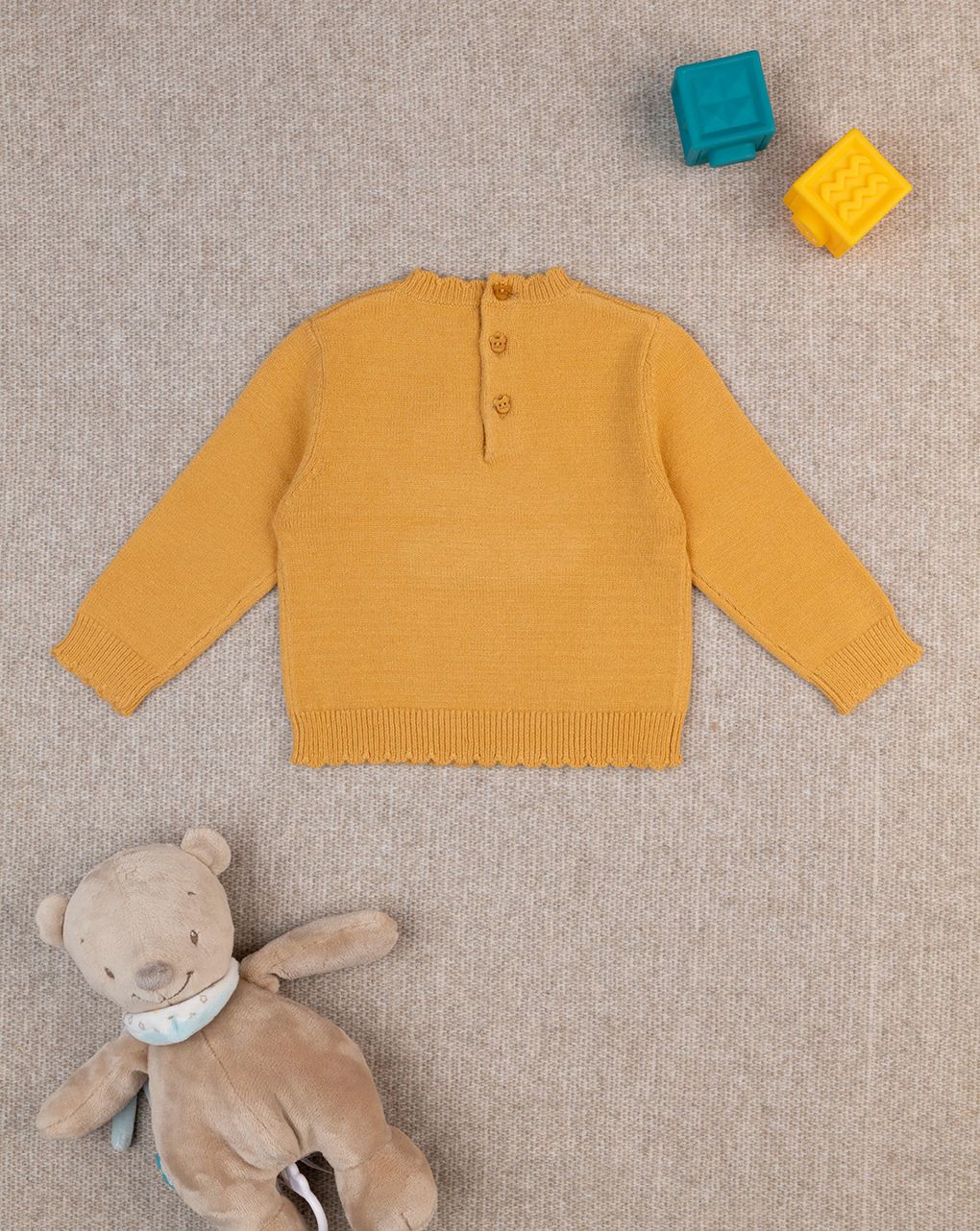 βρεφικό πουλόβερ μουσταρδί lovely friend για κορίτσι - Prénatal