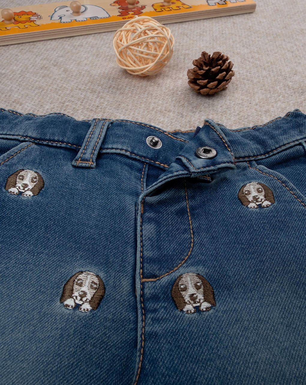 βρεφικό τζιν παντελόνι μπλε με σκυλάκια για αγόρι - Prénatal
