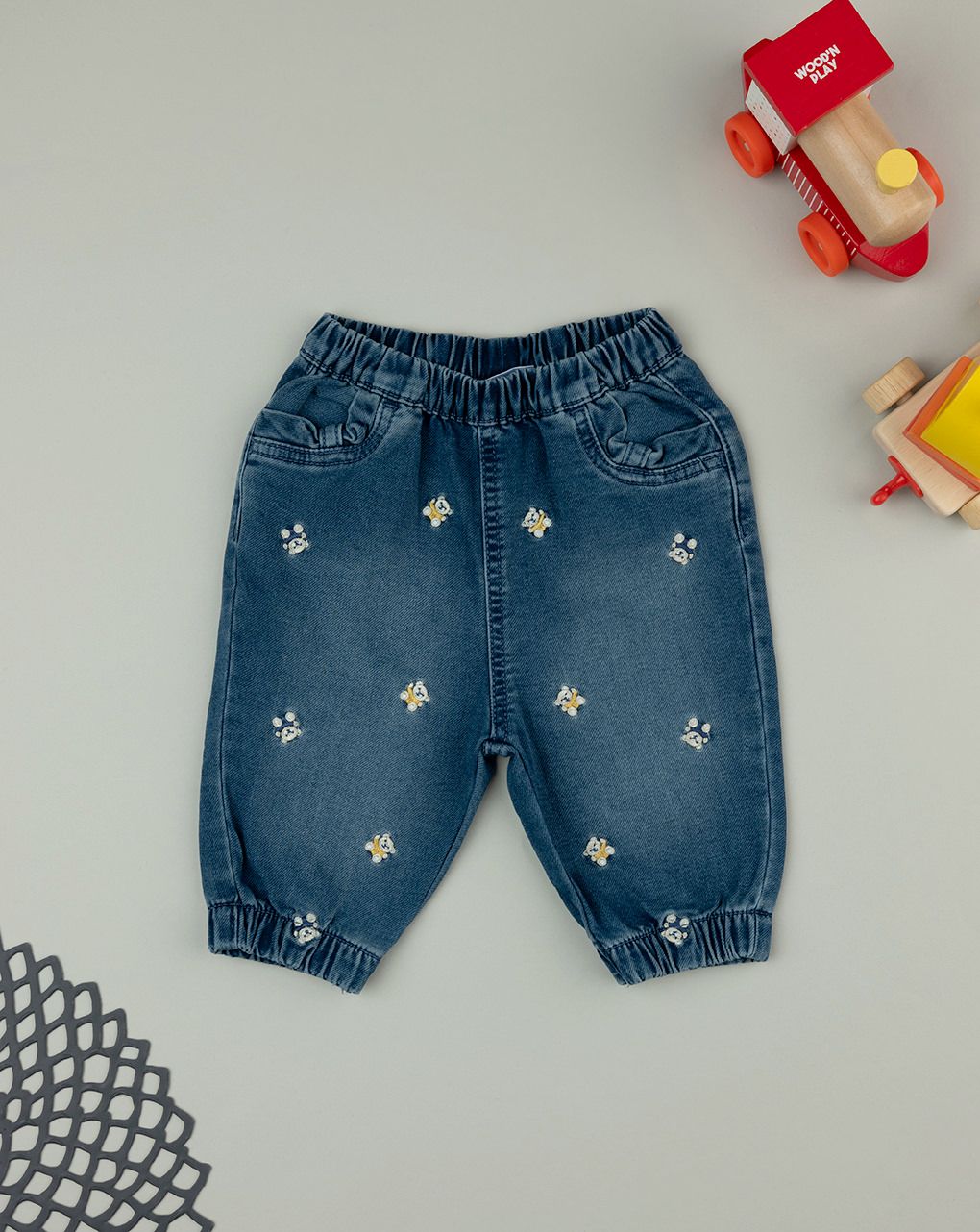 βρεφικό τζιν παντελόνι μπλε teddies για κορίτσι