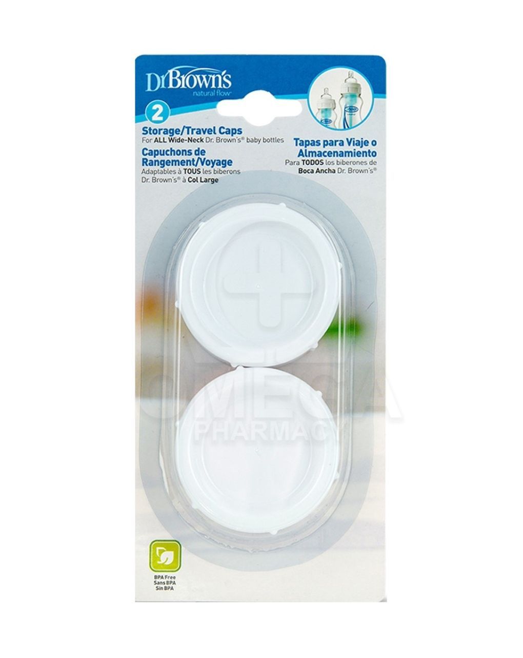 Dr.brown's καπάκι ταξιδίου για μπιμπερό με φαρδύ λαιμό 2τμχ - Dr Browns