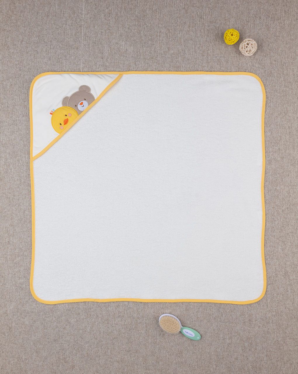 βρεφική μπουρνουζοπετσέτα λευκή baby smile unisex - Prénatal