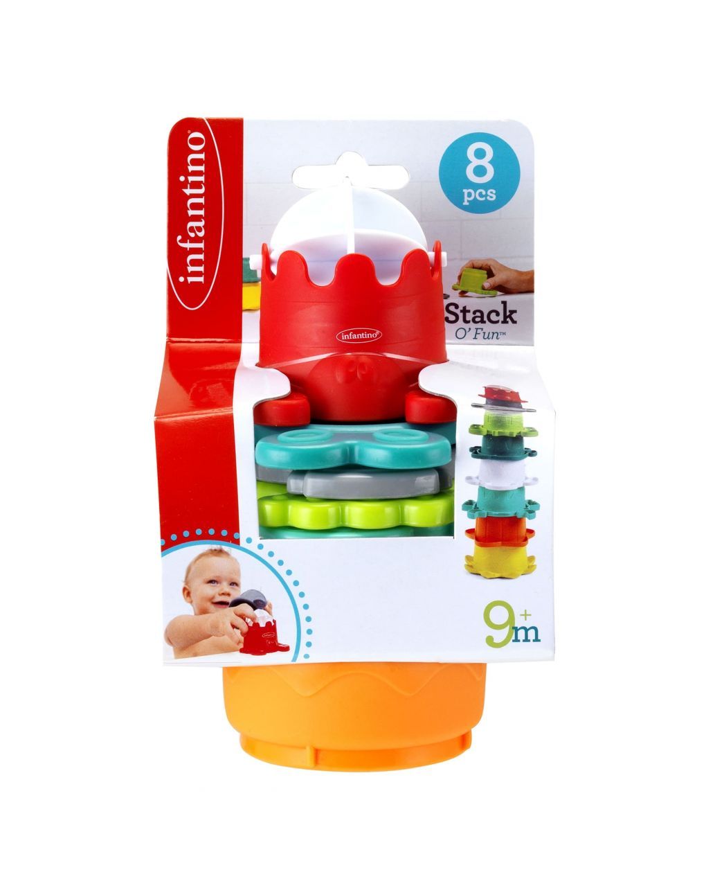 Infantino παιχνίδι μπάνιου στοιβαζόμενα κύπελλα stack o’ fun, b-930-205039-01 - INFANTINO