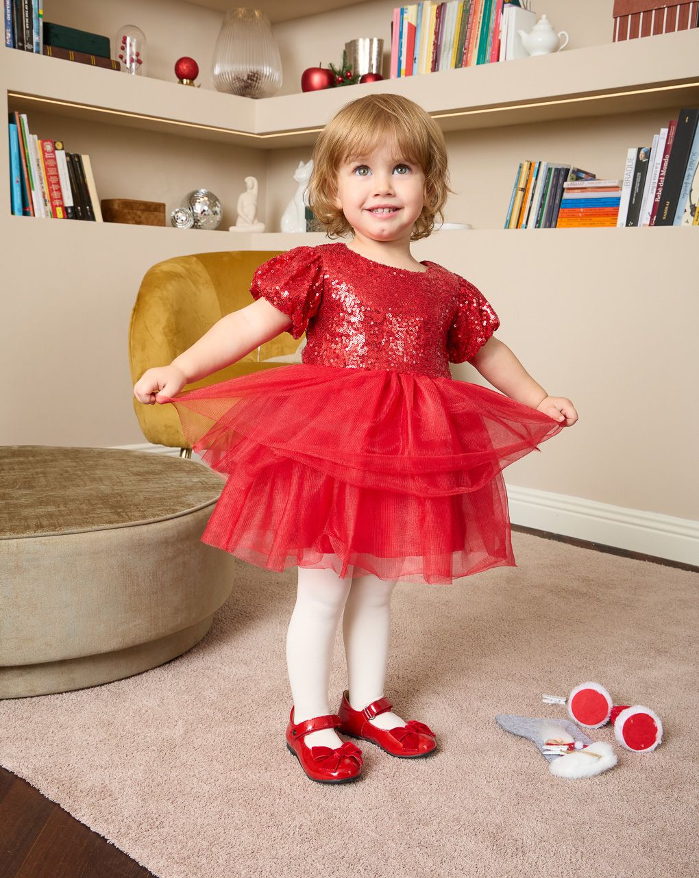 βρεφικό φόρεμα κόκκινο με παγιέτες classic για κορίτσι