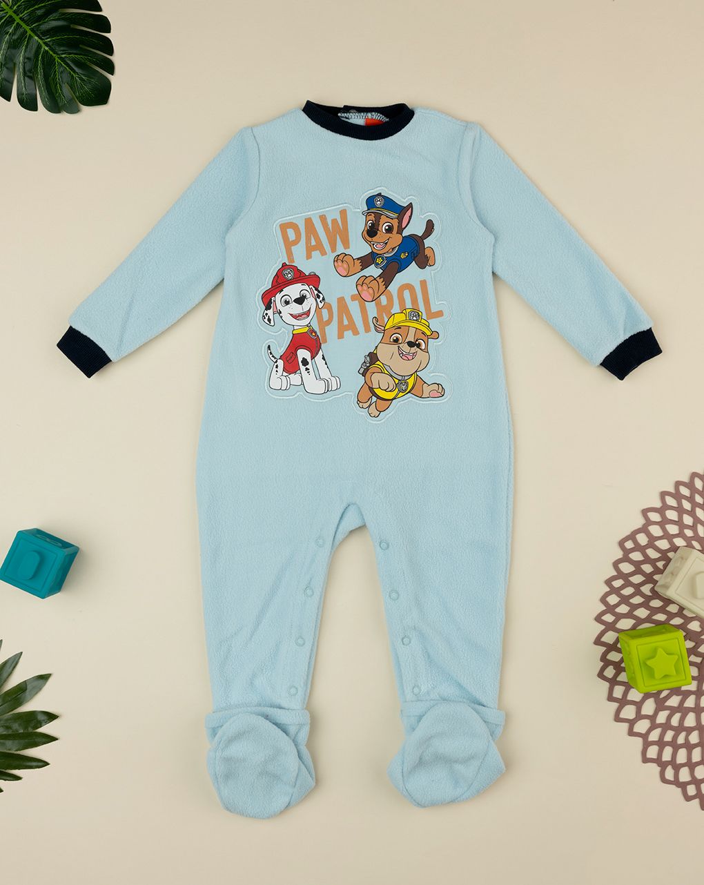 βρεφική ολόσωμη fleece πιτζάμα γαλάζια paw patrol για αγόρι - Prénatal