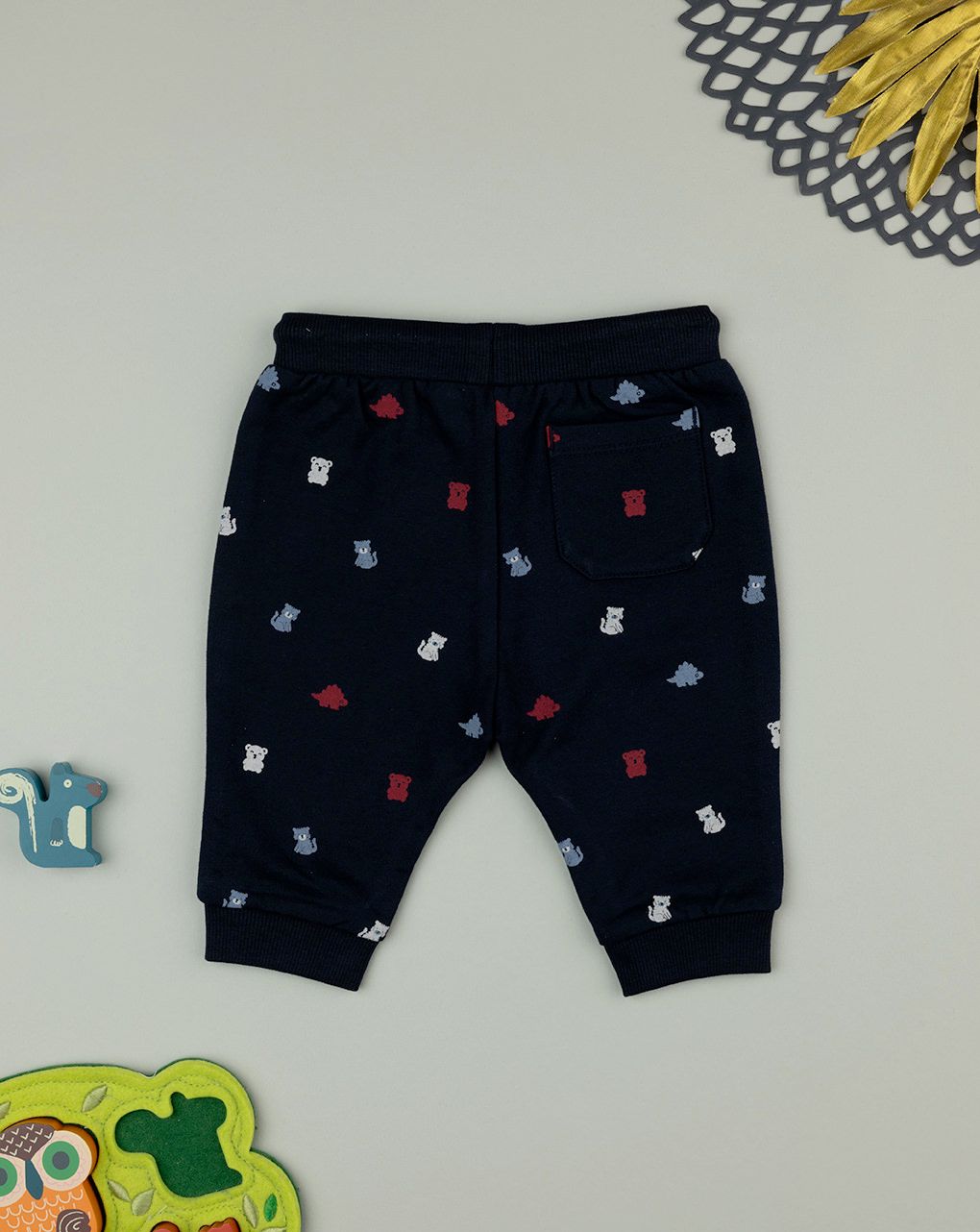 βρεφικό παντελόνι φούτερ μπλε με αρκουδάκια για αγόρι - Prénatal