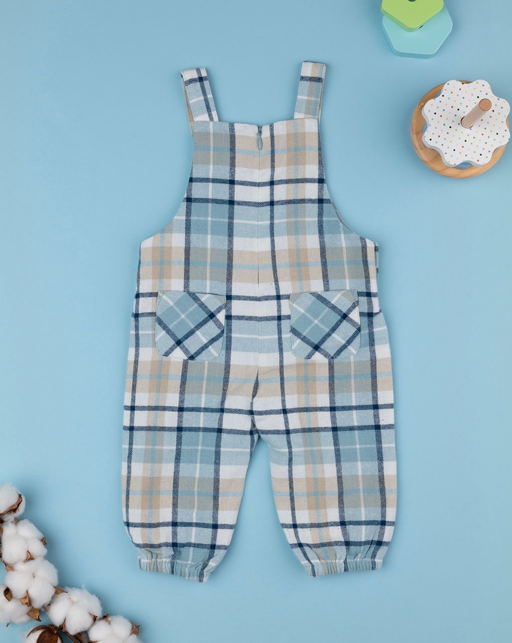 βρεφική σαλοπέτα καρό μπλε/μπεζ για αγόρι - Prénatal