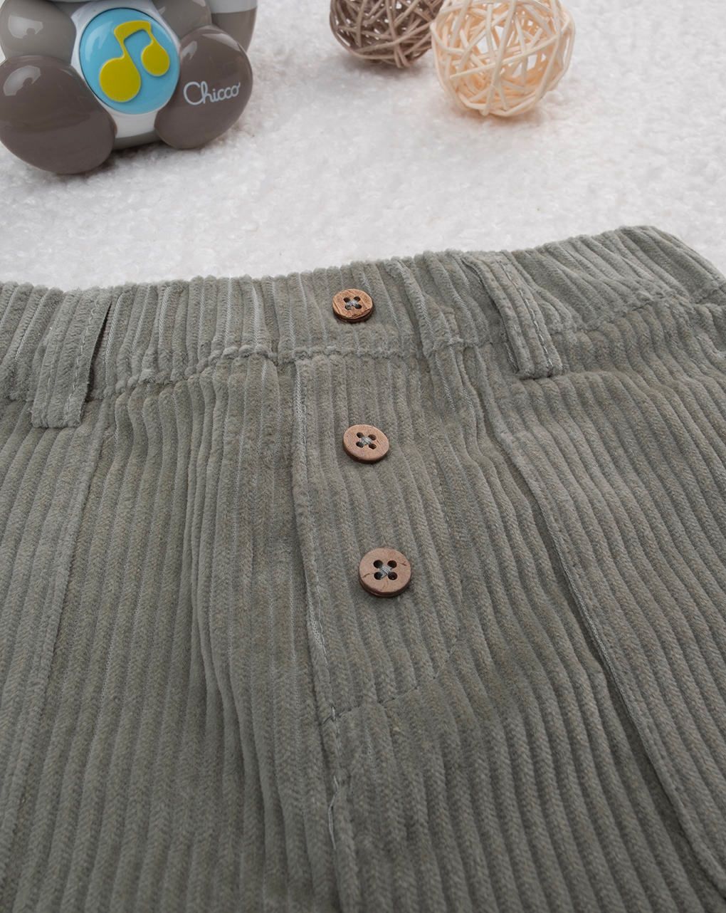 βρεφικό παντελόνι βελουτέ πράσινο woodland για αγόρι - Prénatal