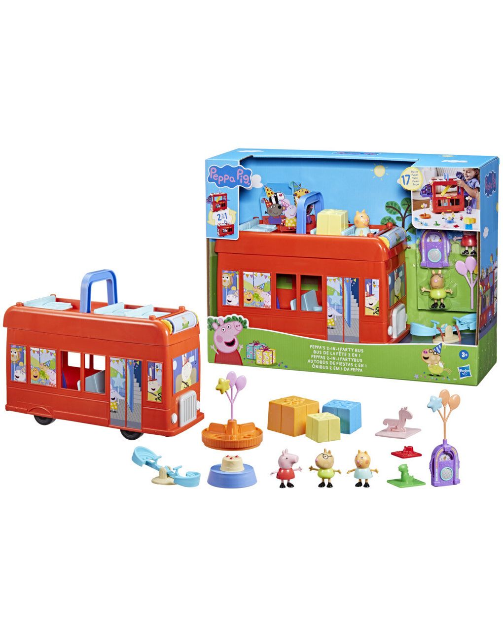 Hasbro peppa pig toys παιχνίδια 2 σε 1 peppa’s party bus f8881 - Peppa Pig