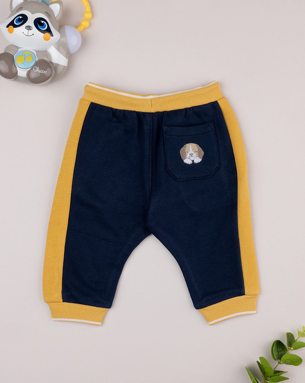 βρεφικό παντελόνι φούτερ μπλε με σκυλάκι για αγόρι - Prénatal
