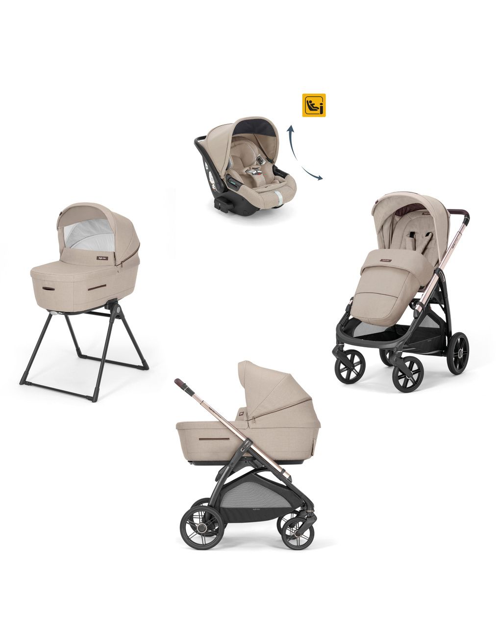 Inglesina σύστημα μεταφοράς 4 σε 1 aptica system quattro darwin recline pashmina beige - Inglesina