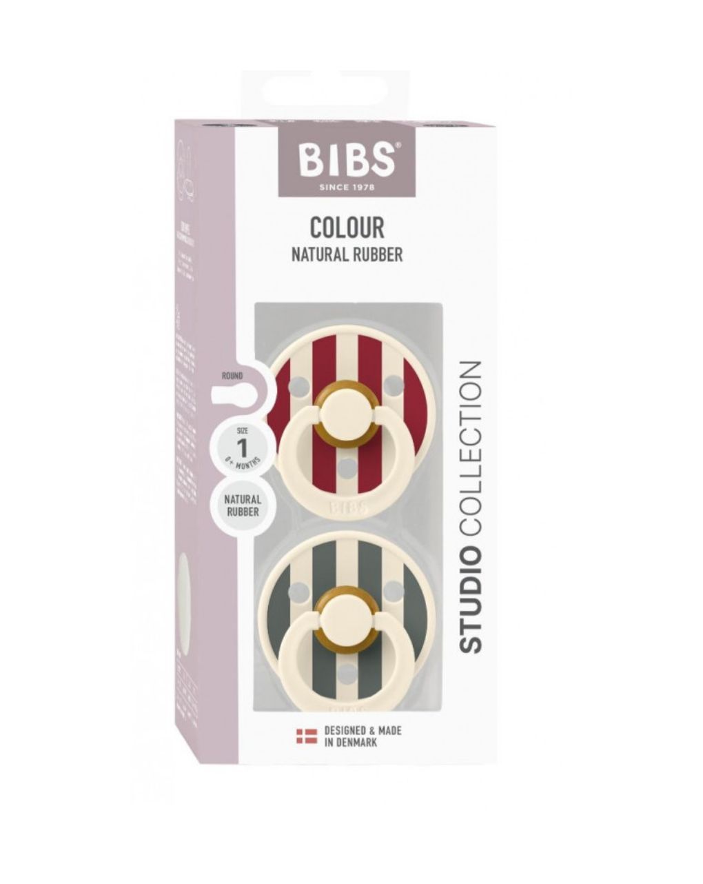 Bibs πιπίλα καουτσούκ 2τμχ studio colour ruby pine mix 0-6m - BIBS