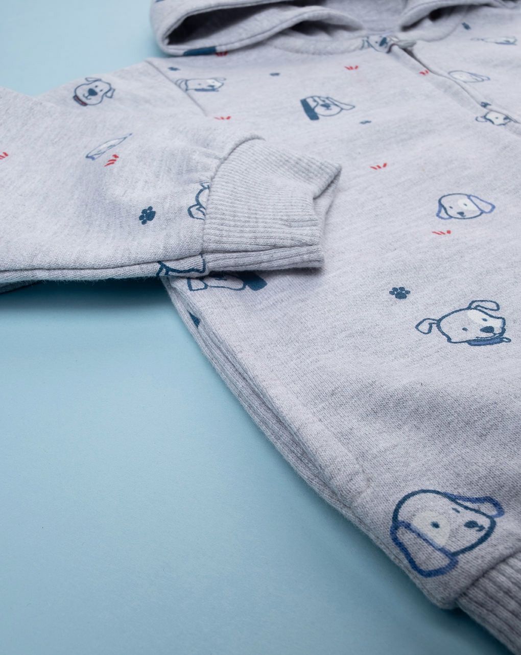 βρεφική ζακέτα φούτερ γκρι με σκυλάκια για αγόρι - Prénatal