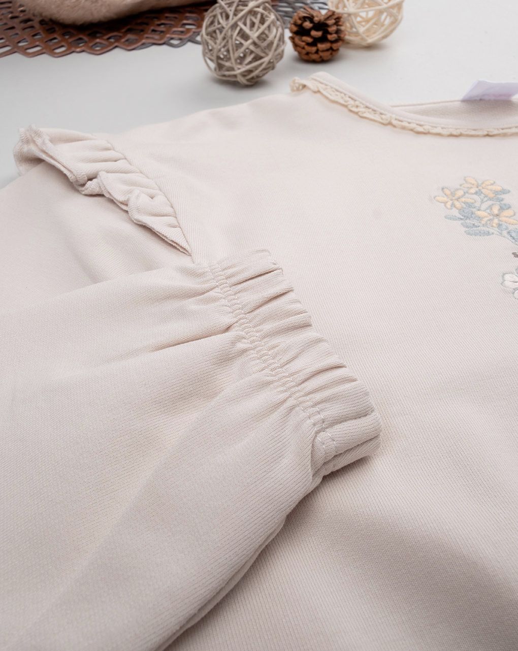 παιδική μπλούζα φούτερ μπεζ season flowers για κορίτσι - Prénatal