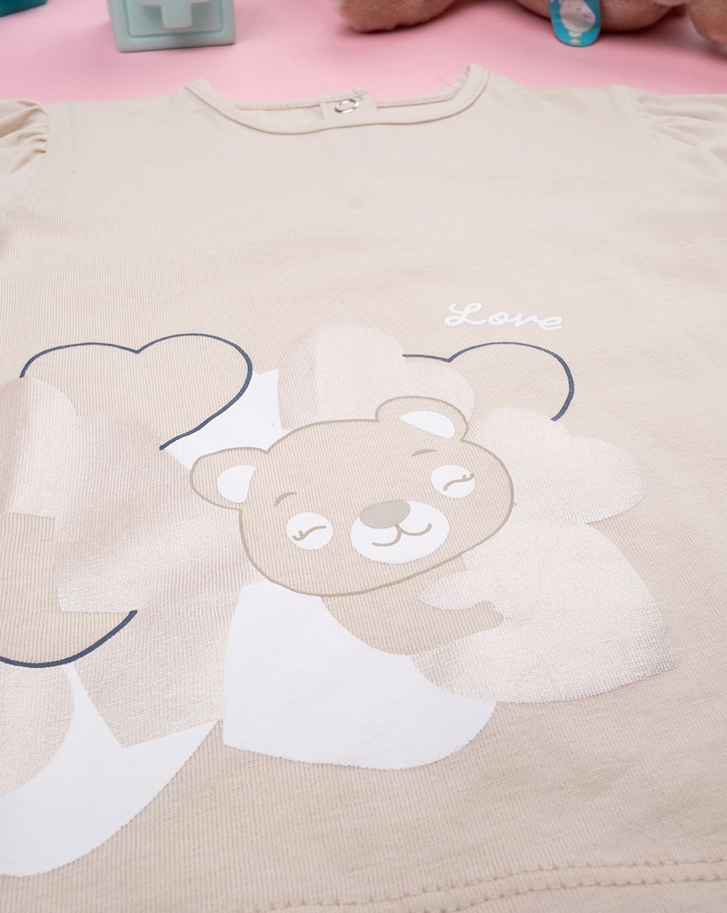 βρεφική μπλούζα μπεζ love για κορίτσι - Prénatal
