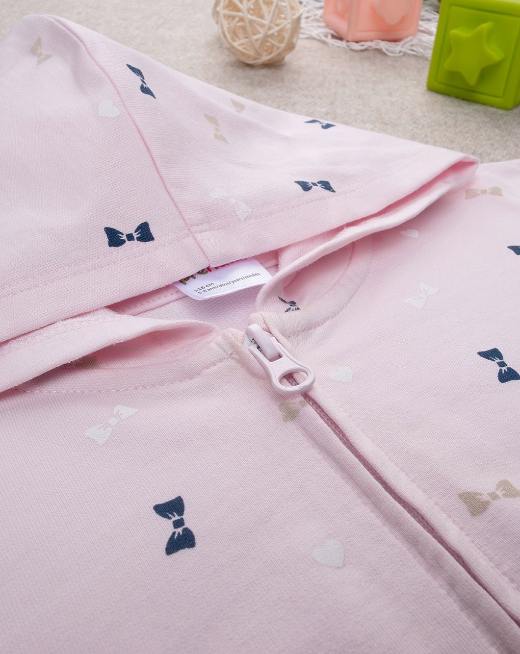 παιδική ζακέτα φούτερ ροζ με φιογκάκια για κορίτσι - Prénatal