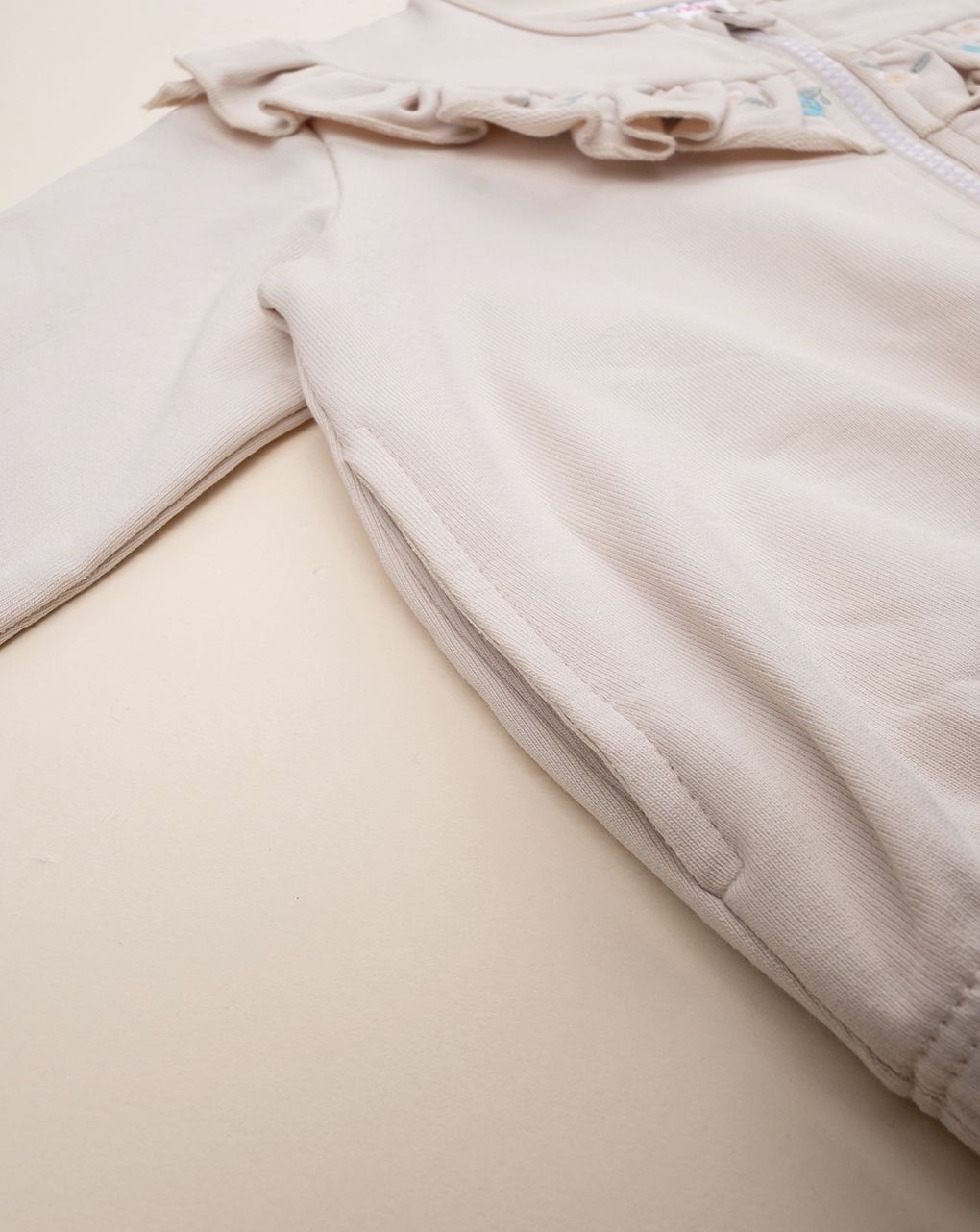 βρεφική ζακέτα φούτερ μπεζ με λουλούδια για κορίτσι - Prénatal