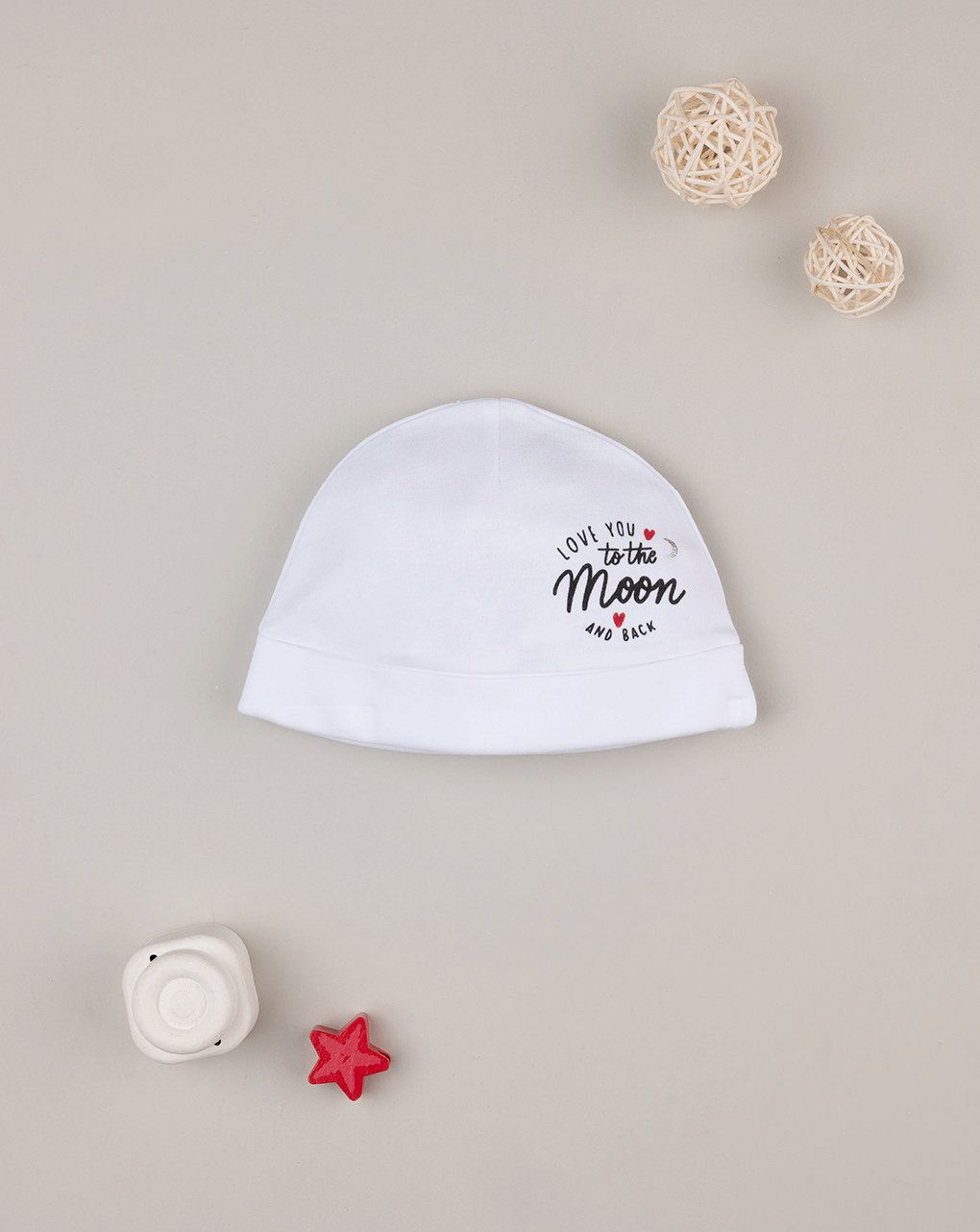 βρεφικό σκουφάκι λευκό moon unisex - Prénatal