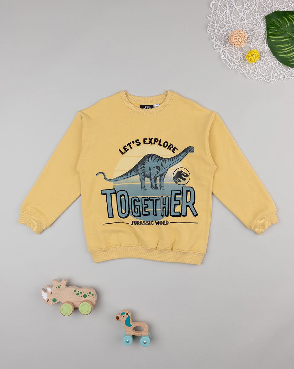 παιδική μπλούζα φούτερ κίτρινη let's explore για αγόρι - Prénatal