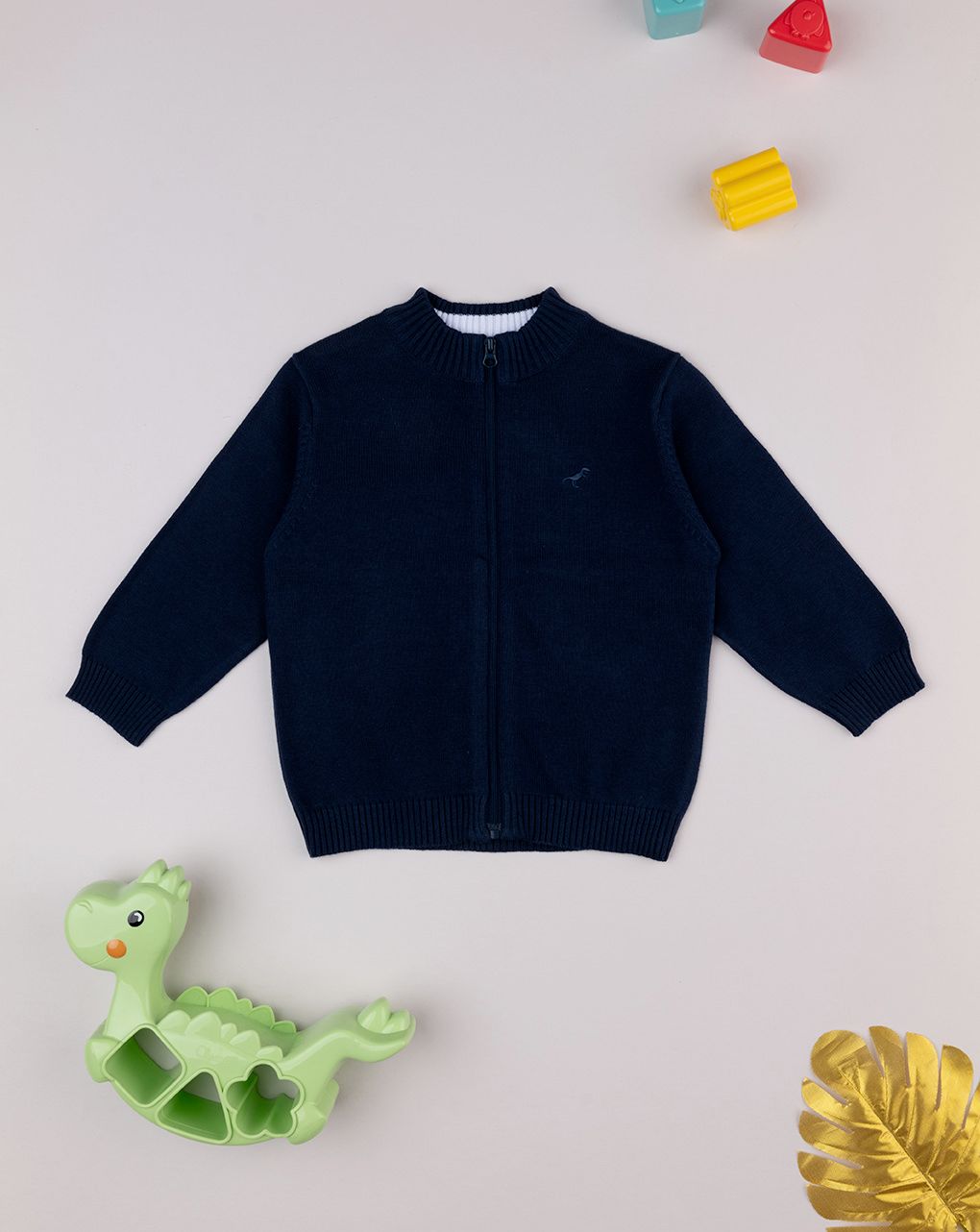 βρεφική ζακέτα πλεκτή μπλε dino για αγόρι