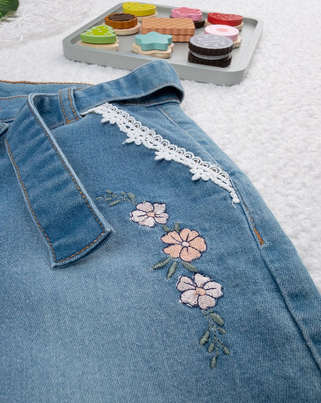 παιδικό τζιν παντελόνι με κεντήματα για κορίτσι - Prénatal