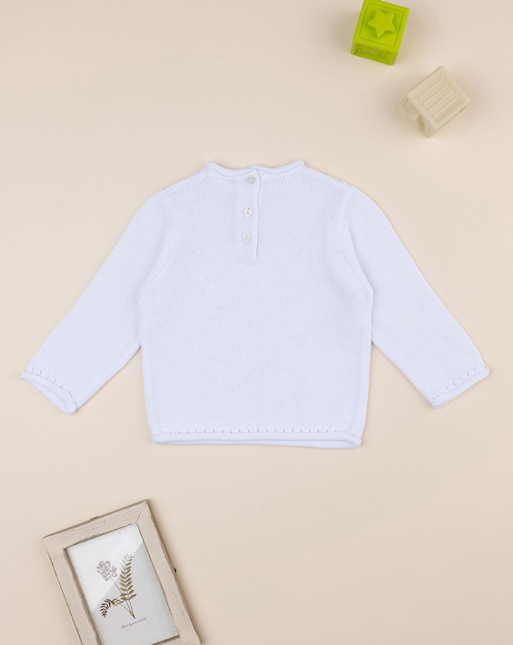 βρεφικό πουλόβερ λευκό με διάτρητα για κορίτσι - Prénatal