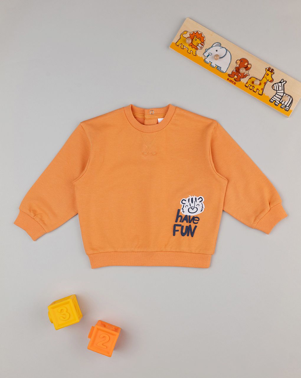 βρεφική μπλούζα φούτερ πορτοκαλί have fun για αγόρι