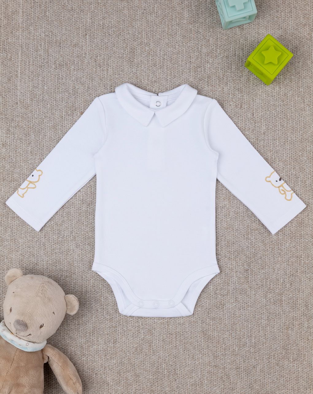 βρεφικό κορμάκι λευκό με αρκουδάκια για αγόρι - Prénatal