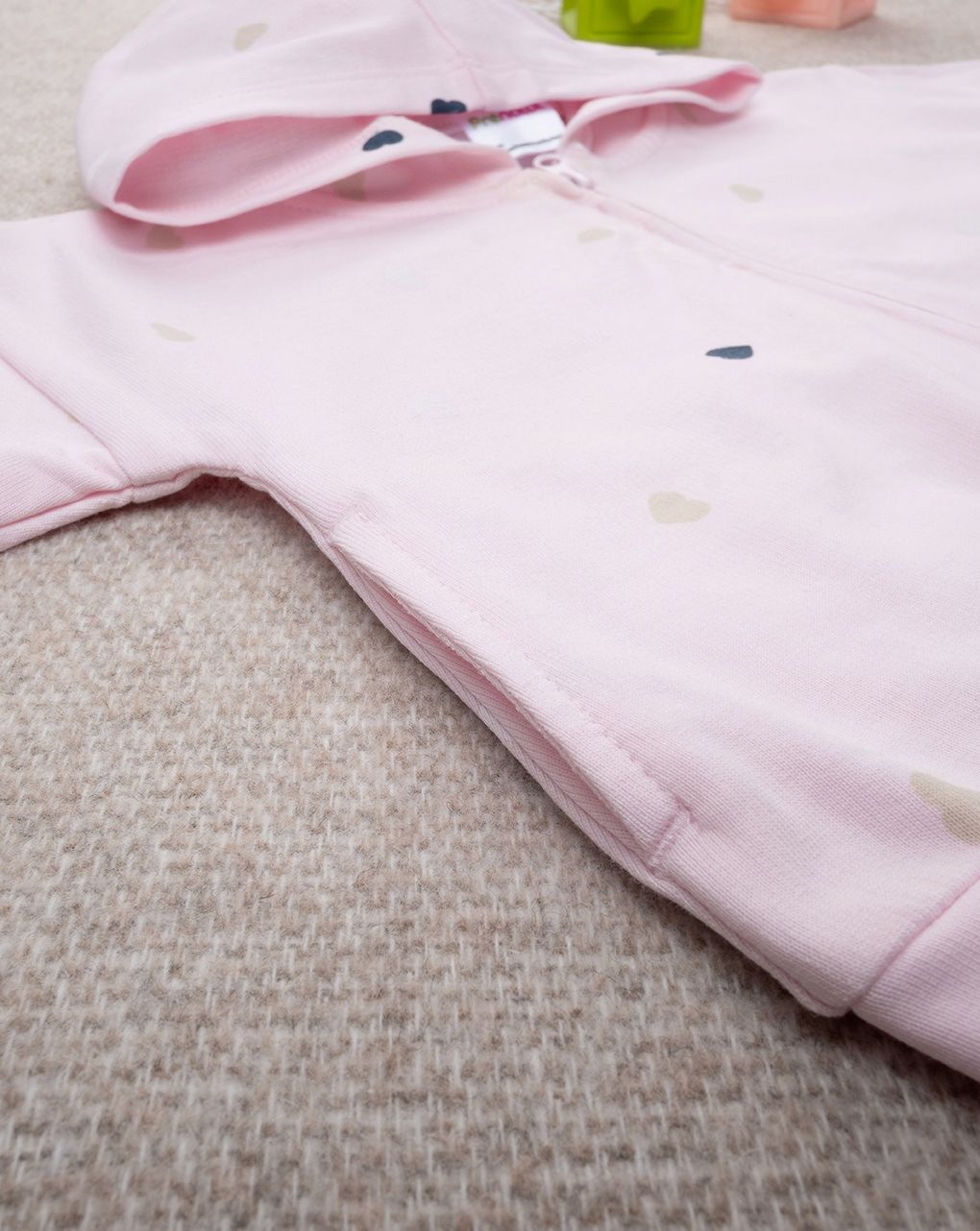 βρεφική ζακέτα φούτερ ροζ με καρδούλες για κορίτσι - Prénatal