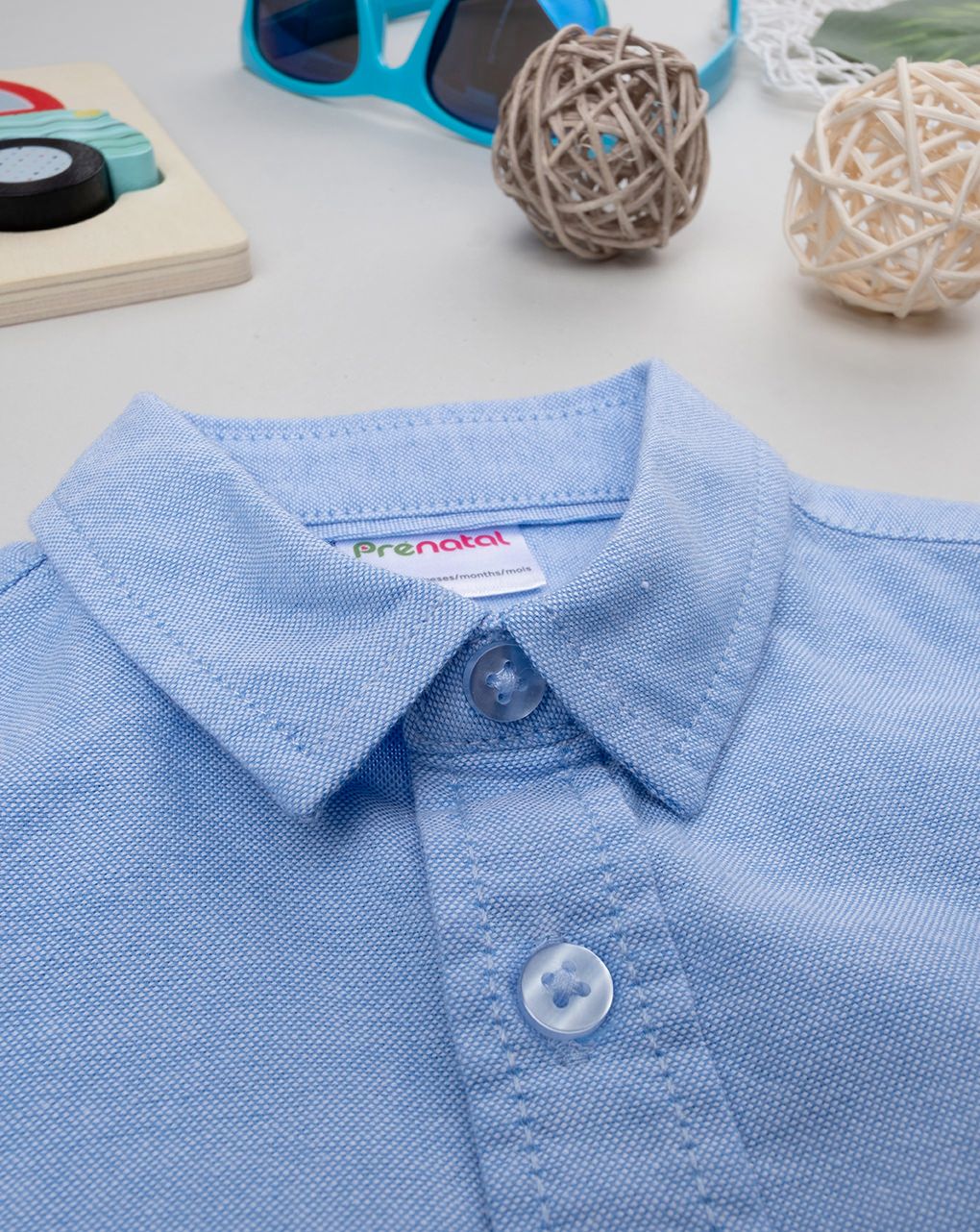 βρεφικό πουκάμισο oxford γαλάζιο για αγόρι - Prénatal