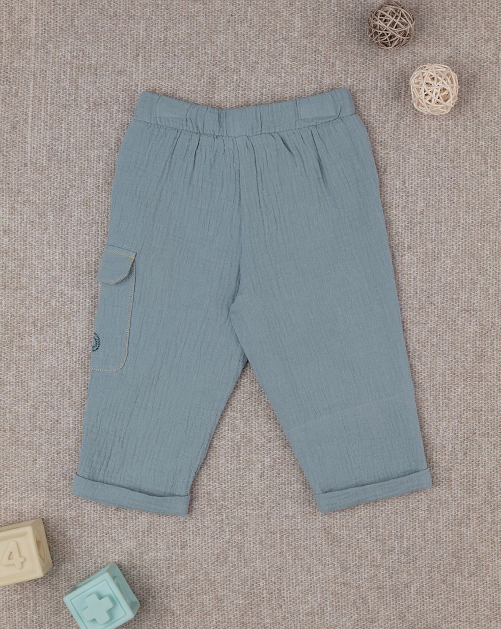 βρεφικό παντελόνι πράσινο μουσελίνα για αγόρι - Prénatal