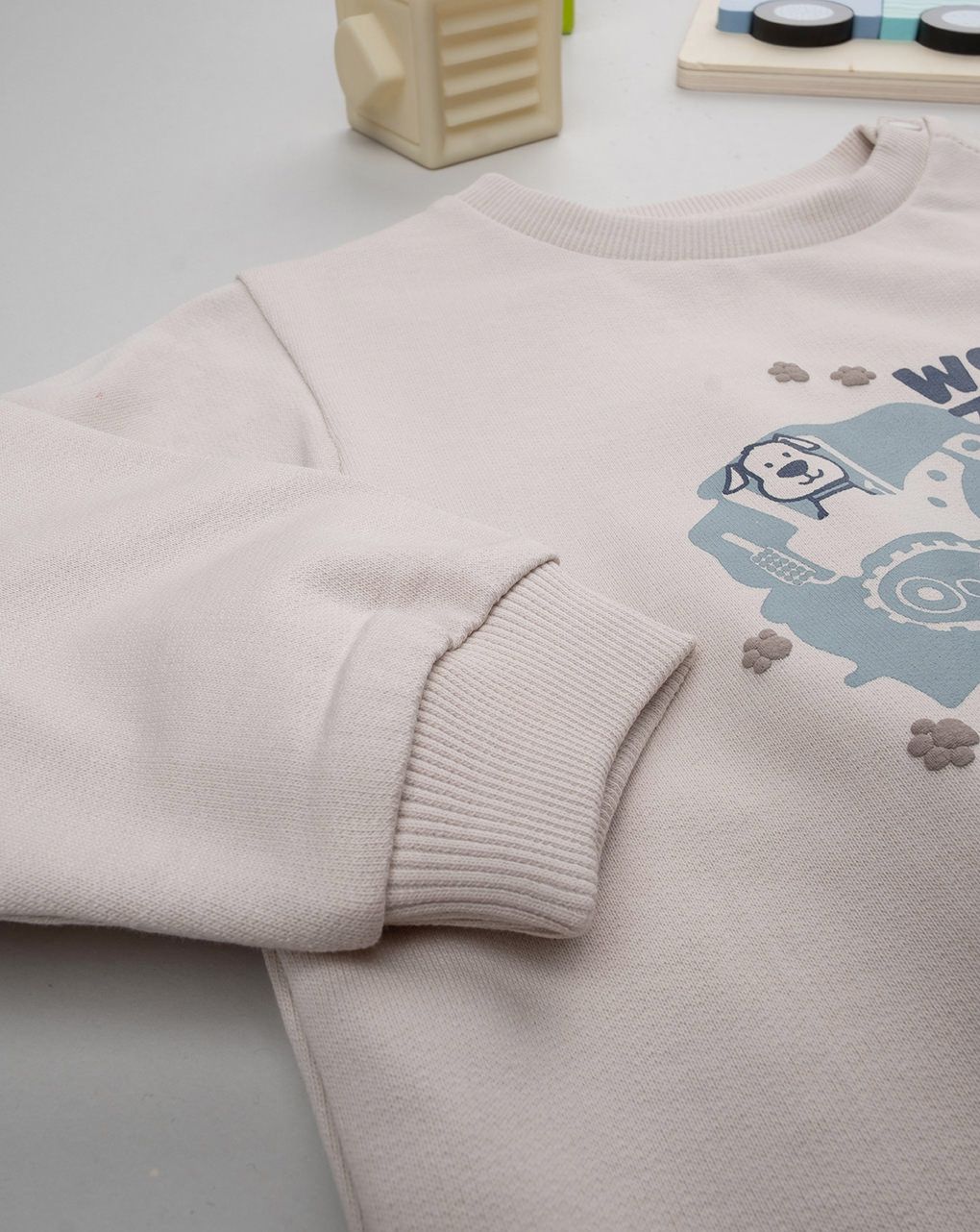 βρεφικό σετ μπλούζα φούτερ και φόρμα work zone για αγόρι - Prénatal