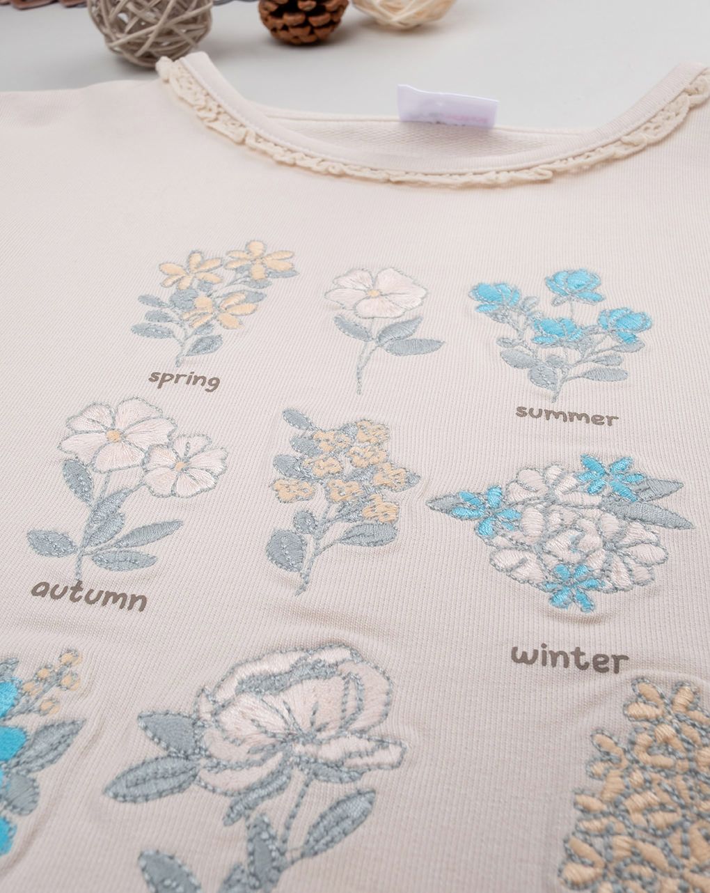 παιδική μπλούζα φούτερ μπεζ season flowers για κορίτσι - Prénatal