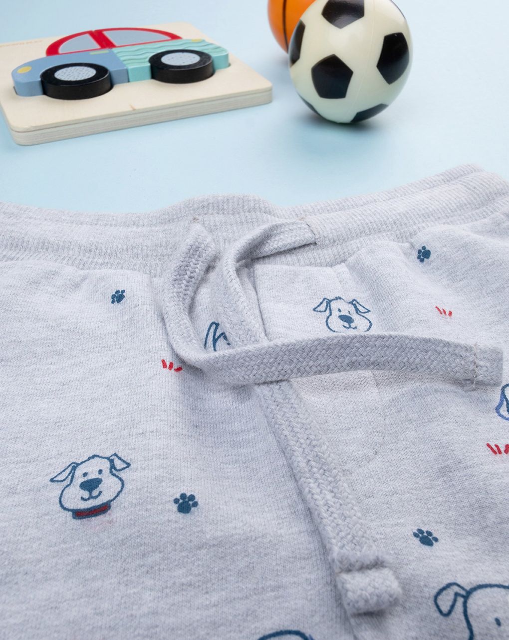 βρεφικό παντελόνι φόρμας γκρι με σκυλάκια για αγόρι - Prénatal