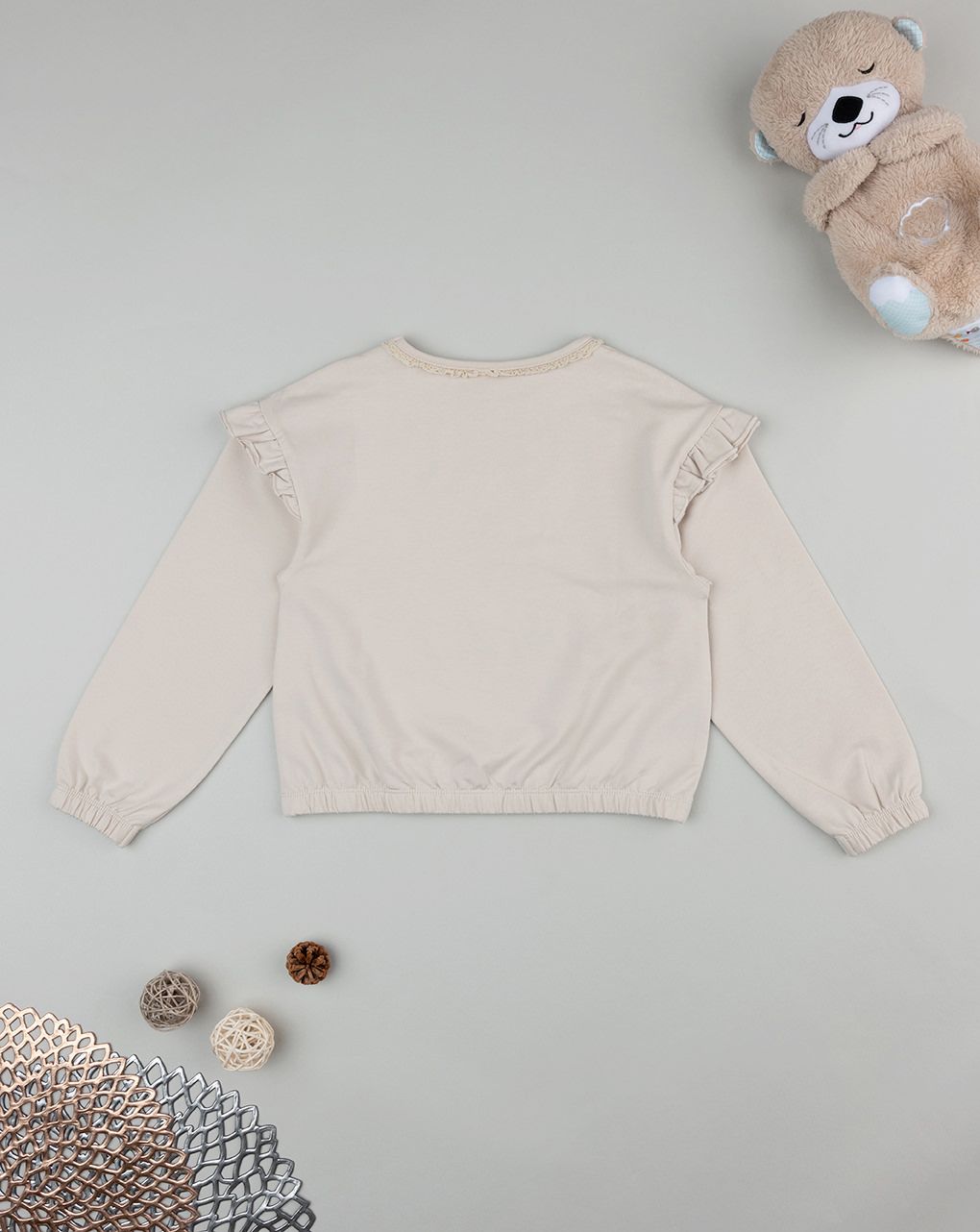 παιδική μπλούζα φούτερ μπεζ season flowers για κορίτσι - Prénatal