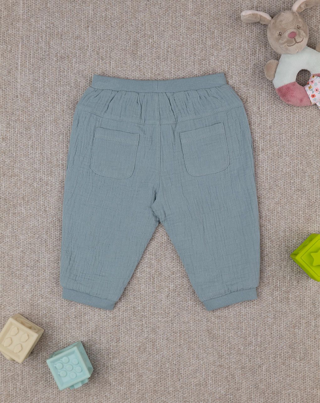 βρεφικό παντελόνι μουσελίνα γκριζοπράσινο για αγόρι - Prénatal