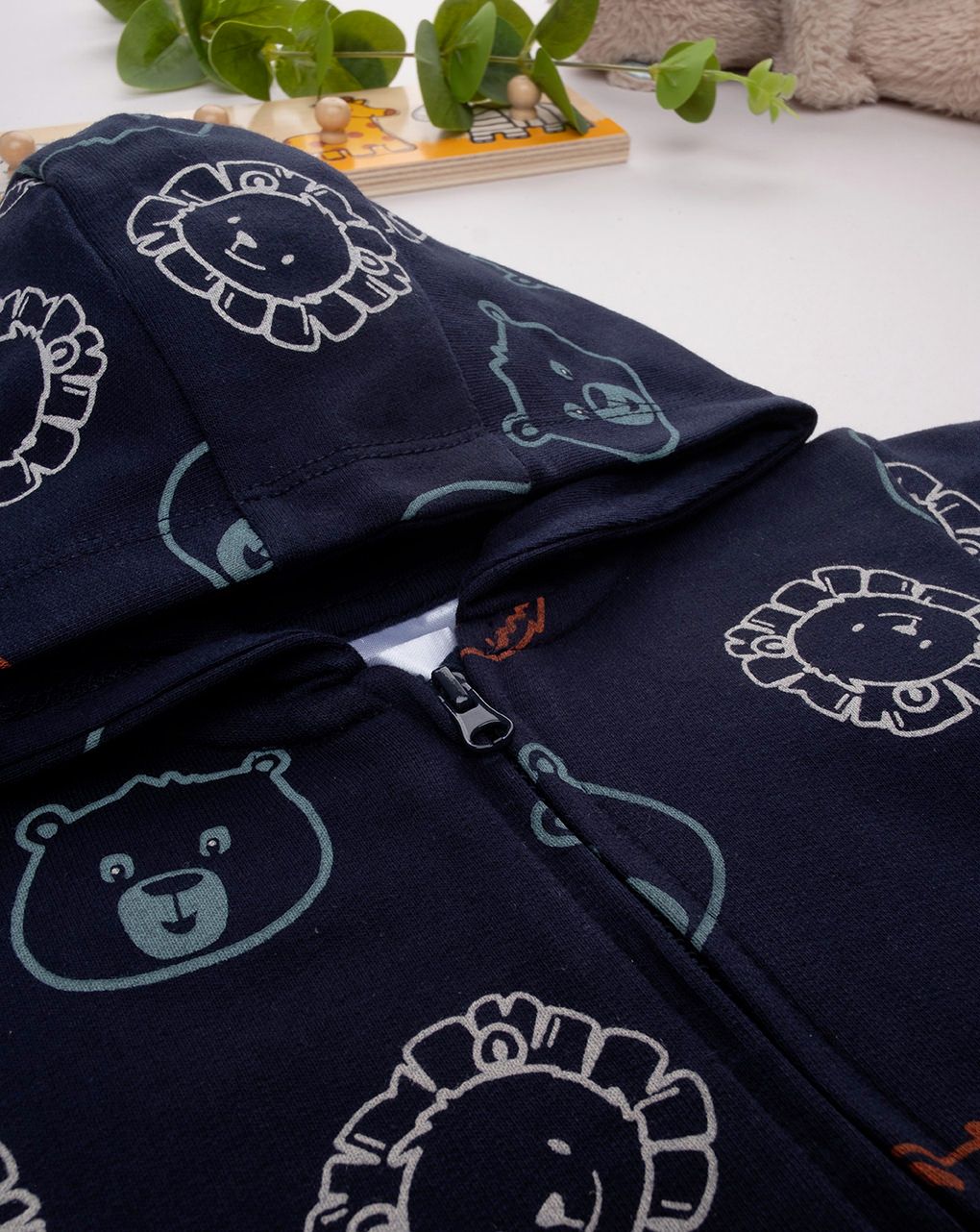 βρεφική ζακέτα φούτερ μπλε με ζωάκια για αγόρι - Prénatal