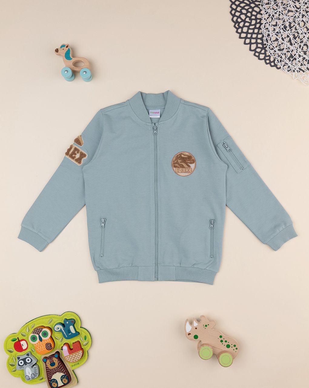 παιδική ζακέτα φούτερ πράσινη t-rex για αγόρι