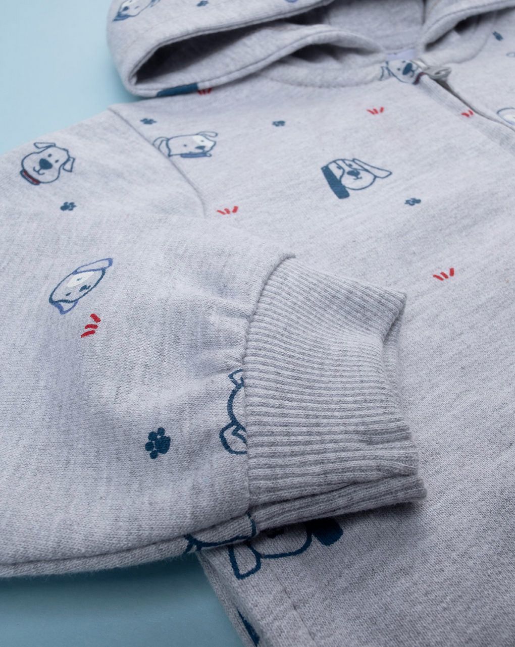 βρεφική ζακέτα φούτερ γκρι με σκυλάκια για αγόρι - Prénatal