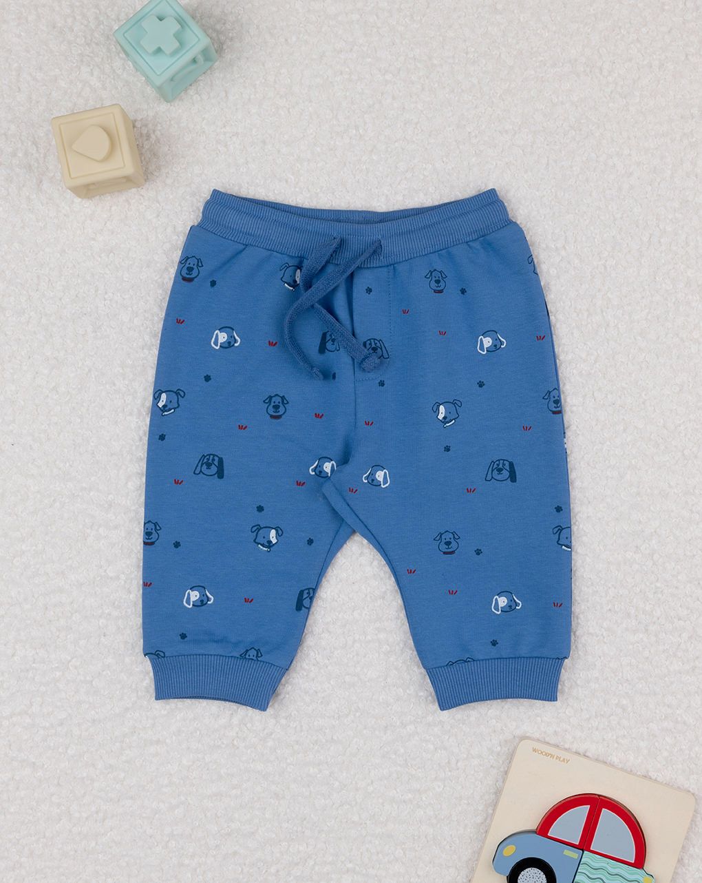 βρεφικό παντελόνι φόρμας μπλε με σκυλάκια για αγόρι