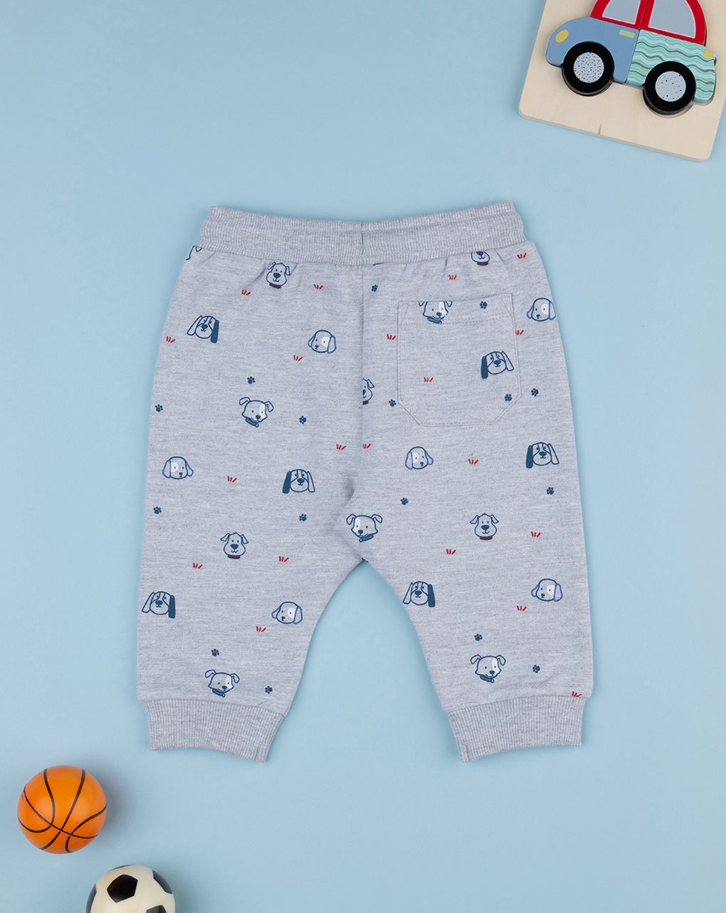 βρεφικό παντελόνι φόρμας γκρι με σκυλάκια για αγόρι - Prénatal