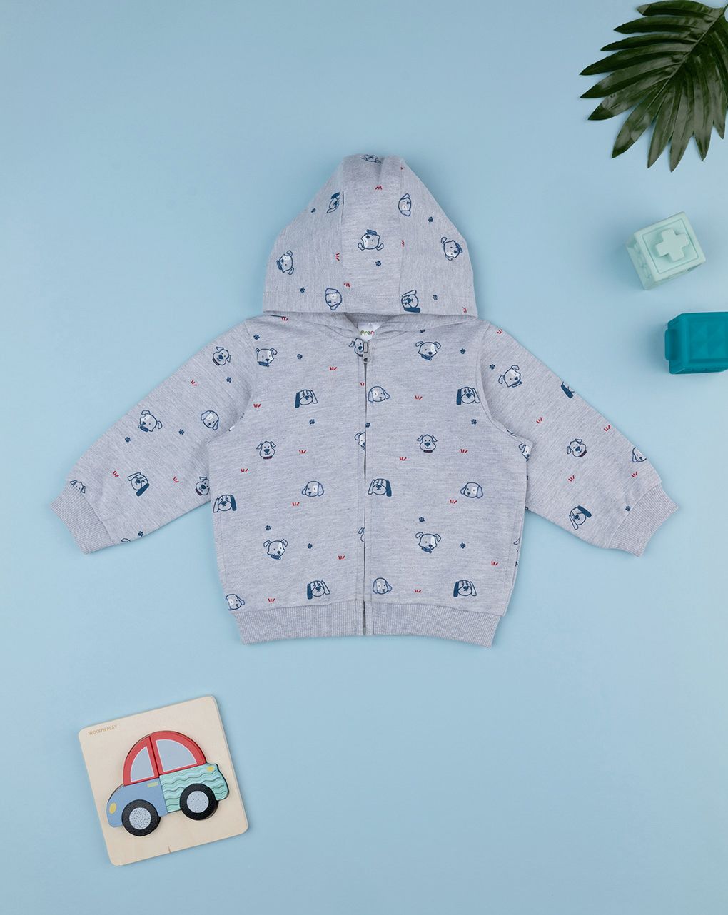 βρεφική ζακέτα φούτερ γκρι με σκυλάκια για αγόρι
