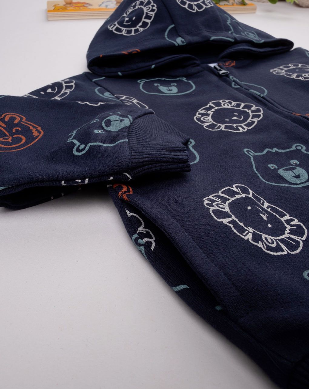 βρεφική ζακέτα φούτερ μπλε με ζωάκια για αγόρι - Prénatal