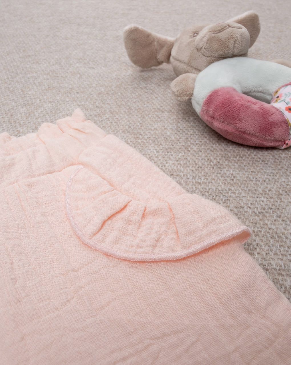 βρεφικό παντελόνι μουσελίνα σομόν φλοράλ για κορίτσι - Prénatal