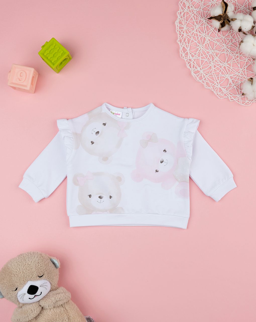 βρεφική μπλούζα λευκή με αρκουδάκια για κορίτσι - Prénatal