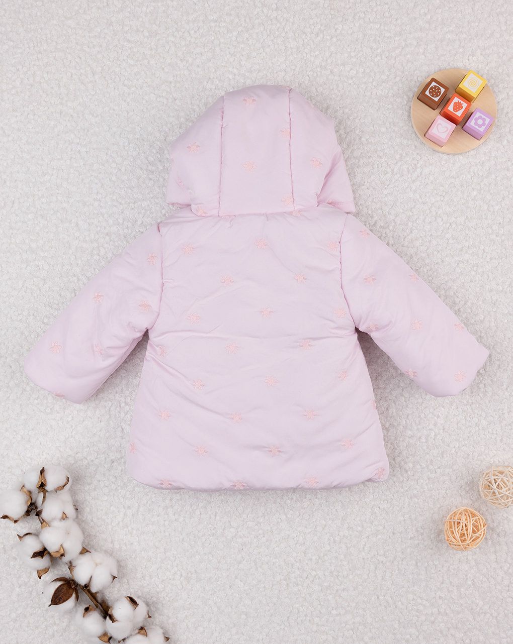 βρεφικό μπουφάν ροζ φλοράλ για κορίτσι - Prénatal