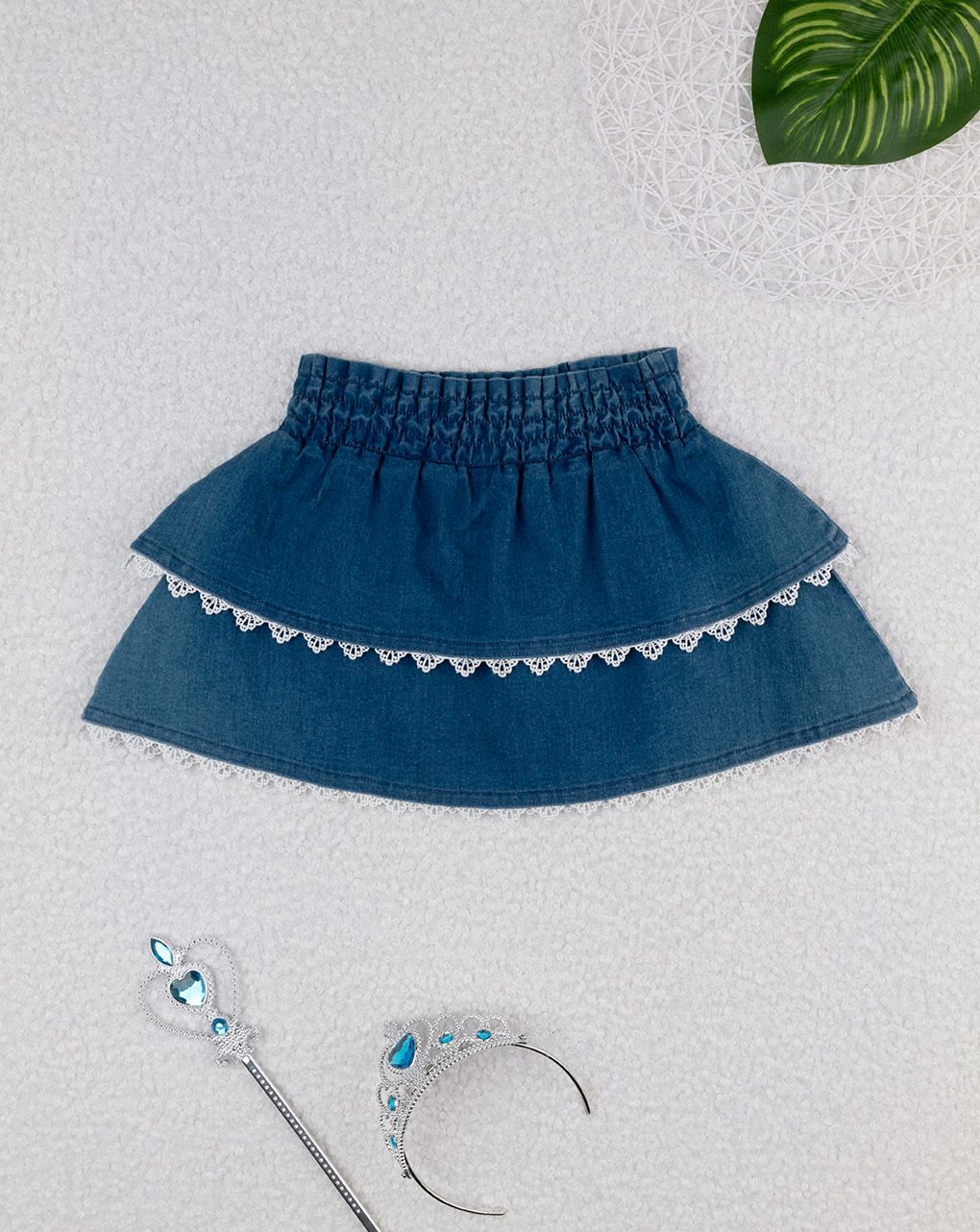 παιδική τζιν φούστα μπλε με κεντήματα για κορίτσι - Prénatal