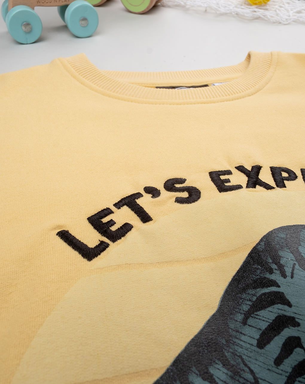 παιδική μπλούζα φούτερ κίτρινη let's explore για αγόρι - Prénatal